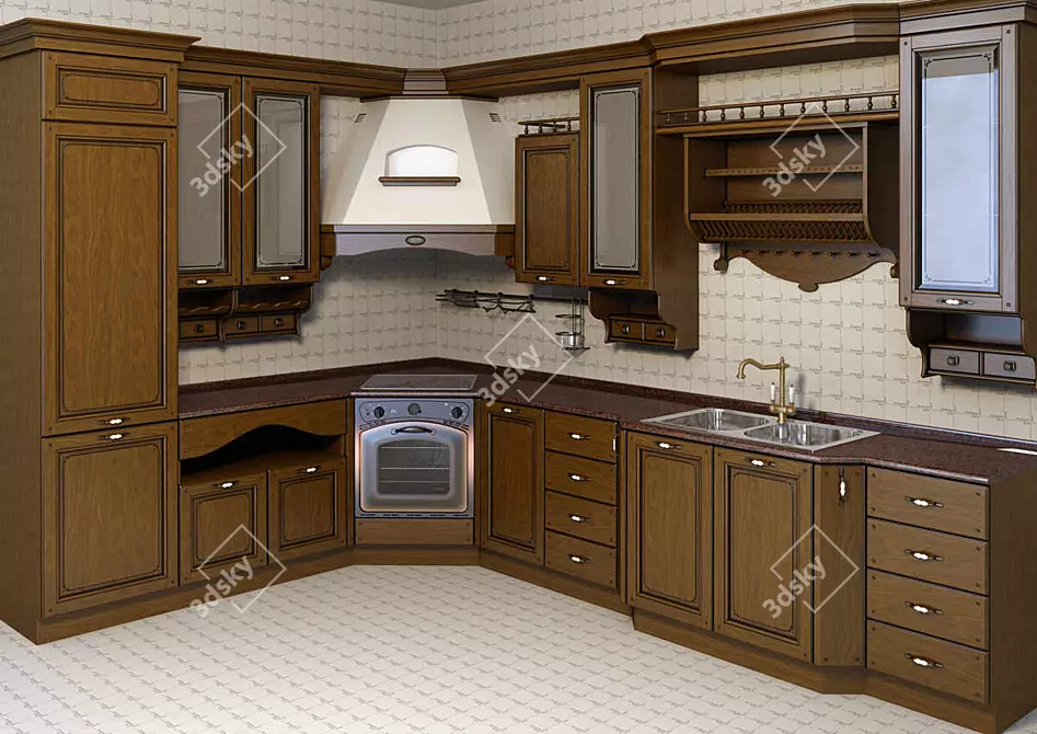 Angiolina Kitchen: Stylish Design, Quality Craftsmanship 3D model image 1