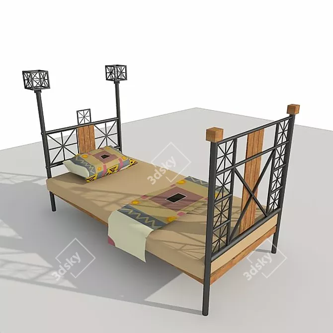 Estonian Vintage Bed 3D model image 1