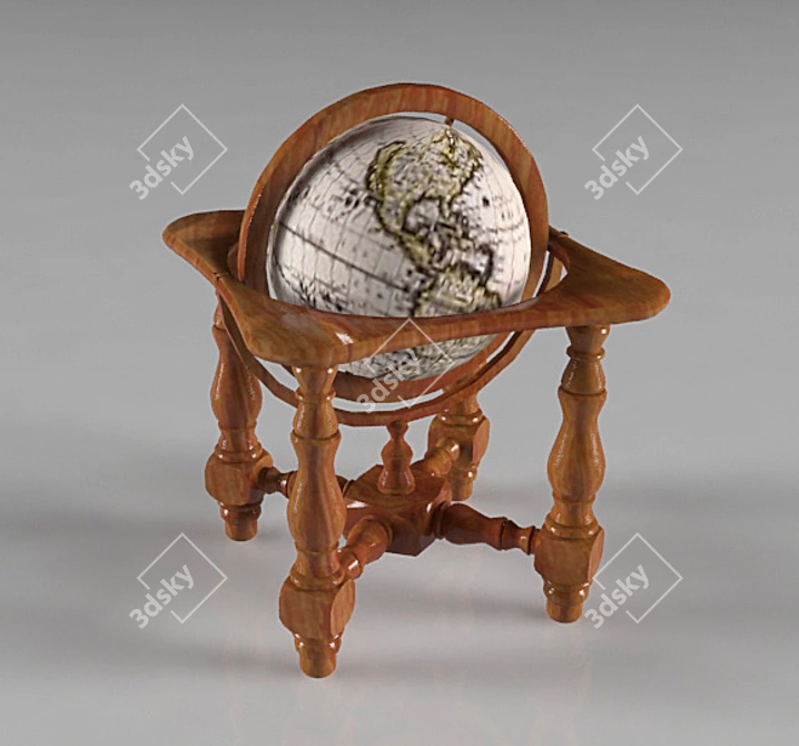 Vintage Explorer Globe 3D model image 1