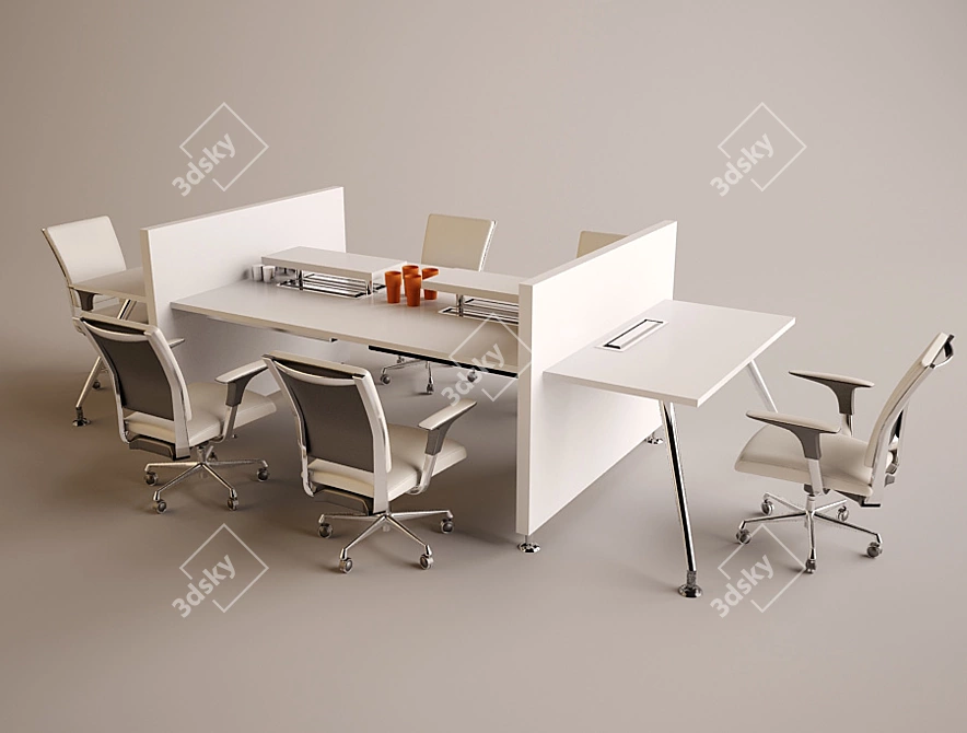 Sleek Office Table: Functional and Stylish 3D model image 1