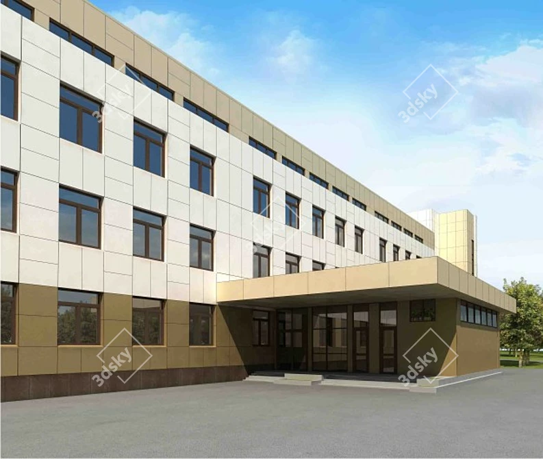 Colorful Facade Panels: Poliklinnika 3D model image 1