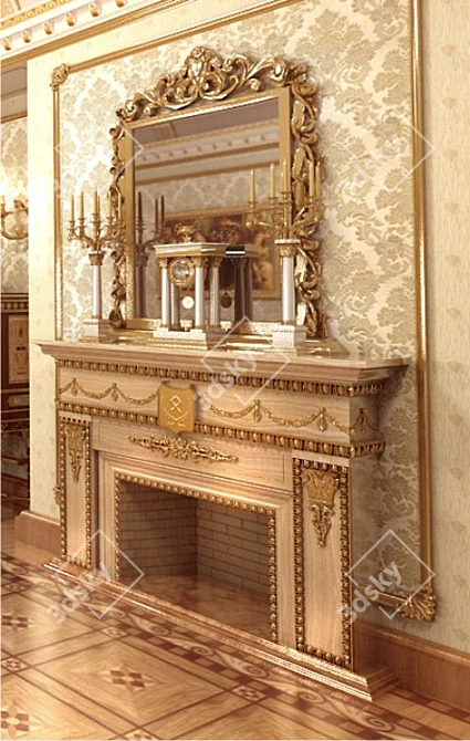 Elegant Mirror Fireplace 3D model image 1