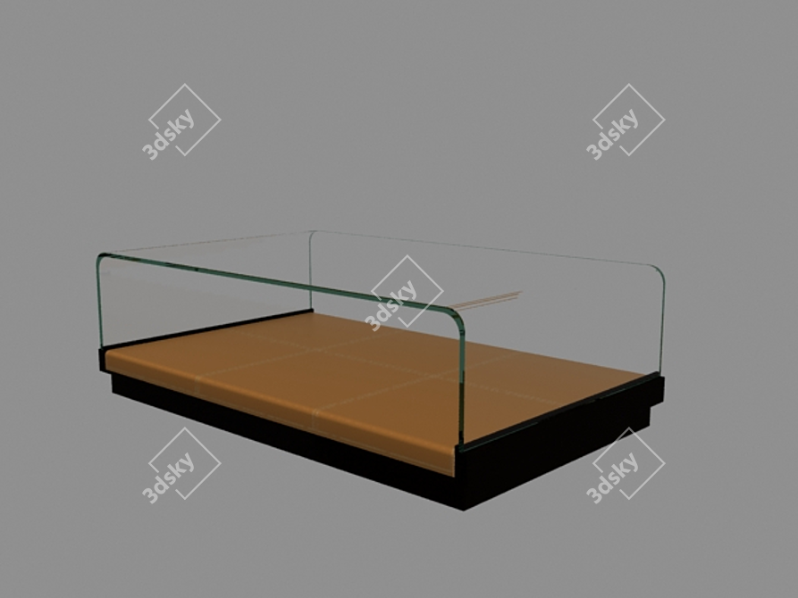 Elegant Leather and Glass Coffee Table 3D model image 1