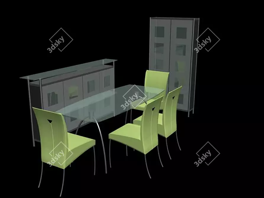 Sleek High-Tech Dining Set 3D model image 1