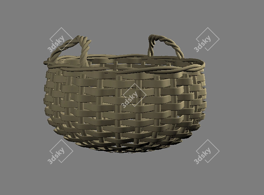 Woven Poly Basket: High-Poly Model 3D model image 1