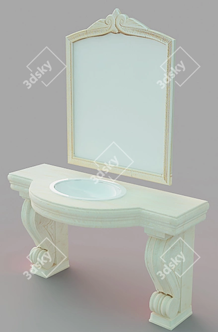 Elegant Table Faucet & Mirror 3D model image 1