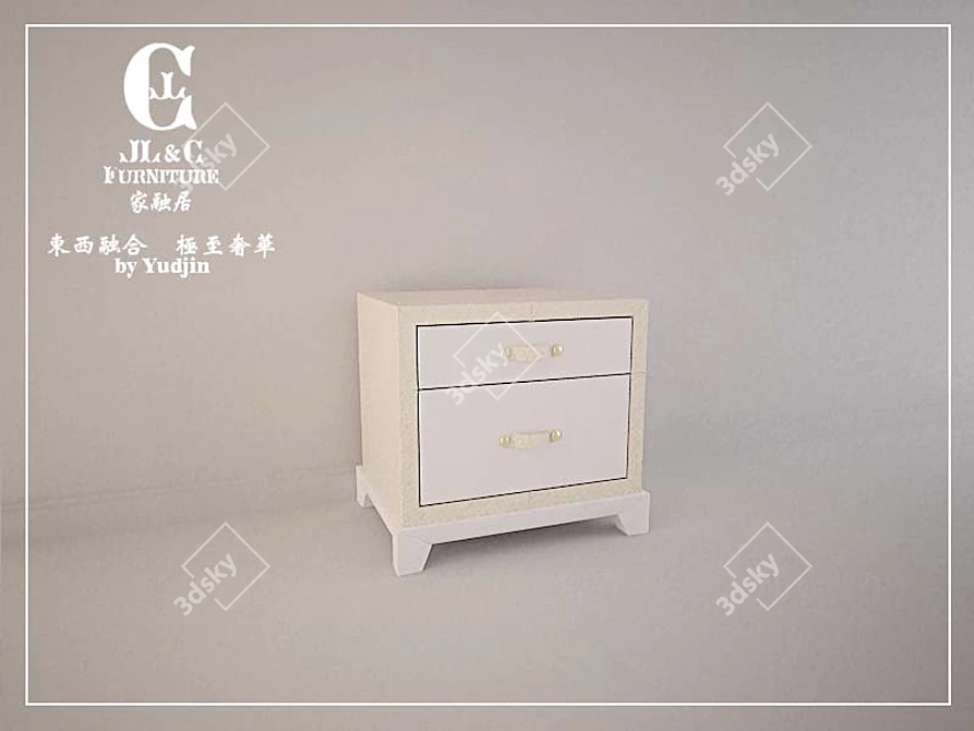 Elegant Bedside Nightstand JL & C 3D model image 1