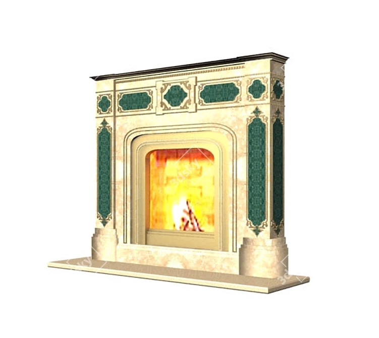 Classic Marble Fireplace 3D model image 1