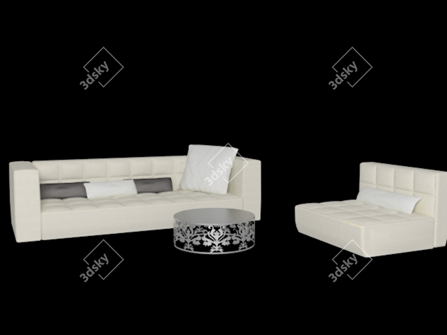 Elegant Living Set: Sofa & Armchair 3D model image 1