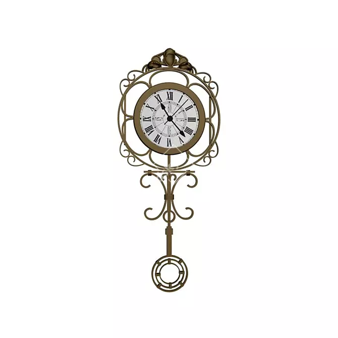 Elegant Wrought Iron Pendulum Clock 3D model image 1