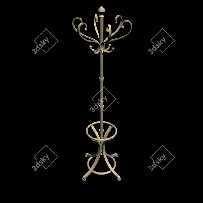 Classic Open Coat Rack 3D model image 1