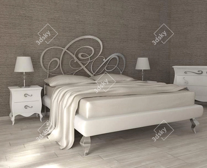 Elegant Italian BOVA Bed 3D model image 1