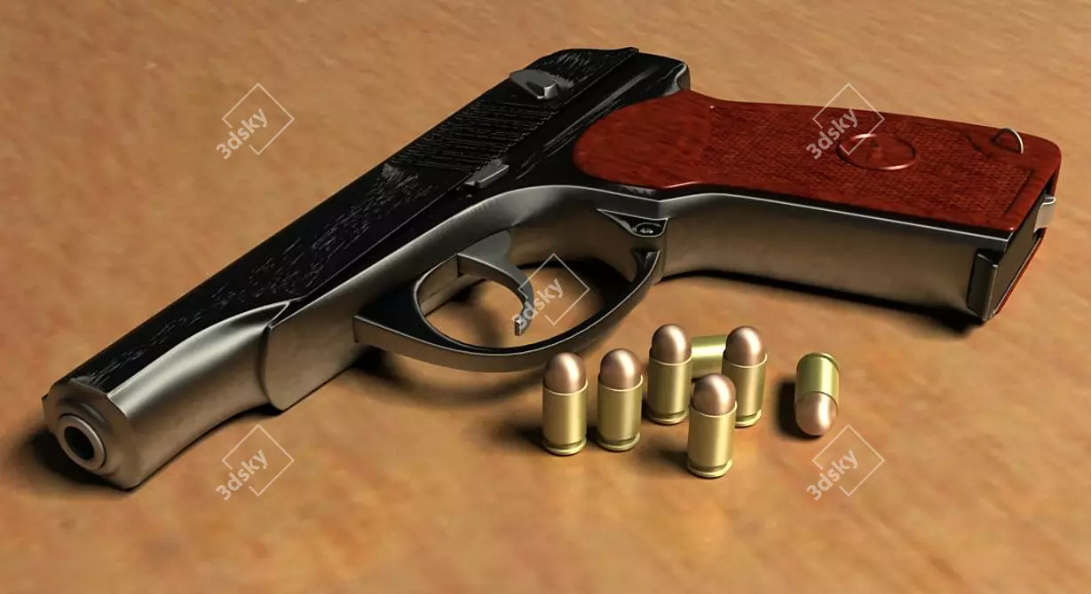 Russian 9mm Makarov Pistol Model 3D model image 1