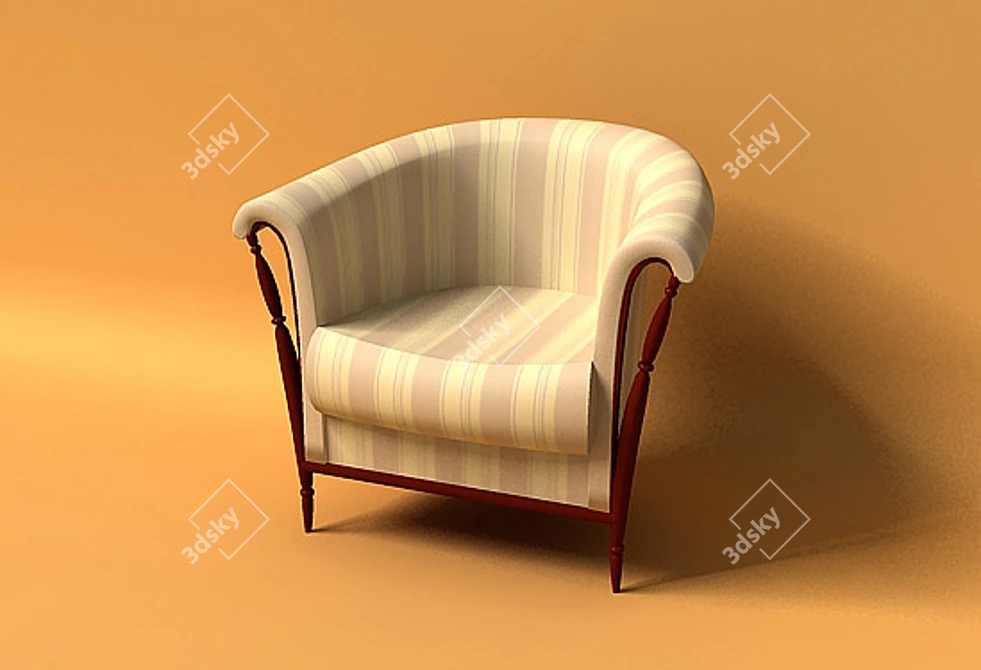Russian-inspired Armchair: Uniquely Crafted Comfort 3D model image 1