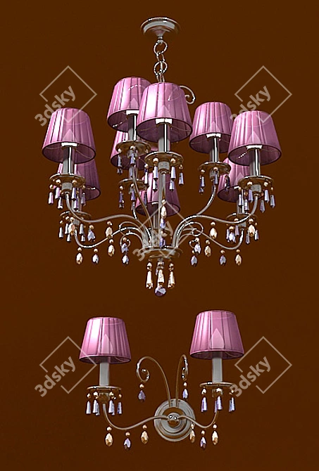 Elegant Lighting Set|Bedroom Chandelier & Wall Lamp 3D model image 1