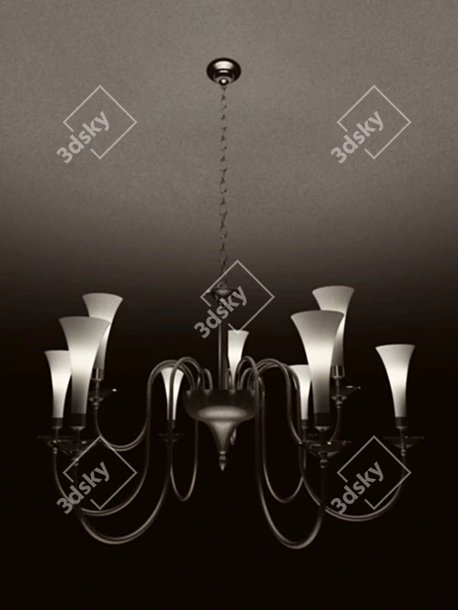 Kolarz Chandelier: White Chrome H120 D90 3D model image 1