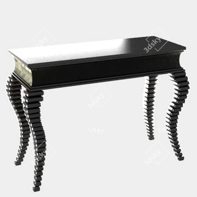 Modern Leather Inlay Entryway Table with Metal Legs 3D model image 1