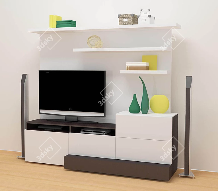 Modern TV Stand Rack 3D model image 1