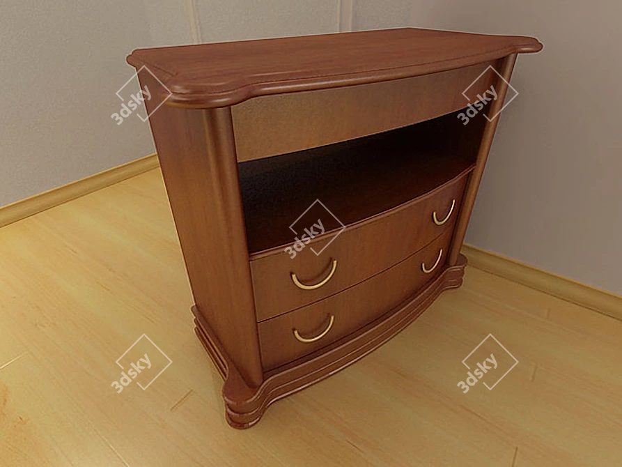 Title: Retro TV Stand with Convenient Thumb Slot 3D model image 1