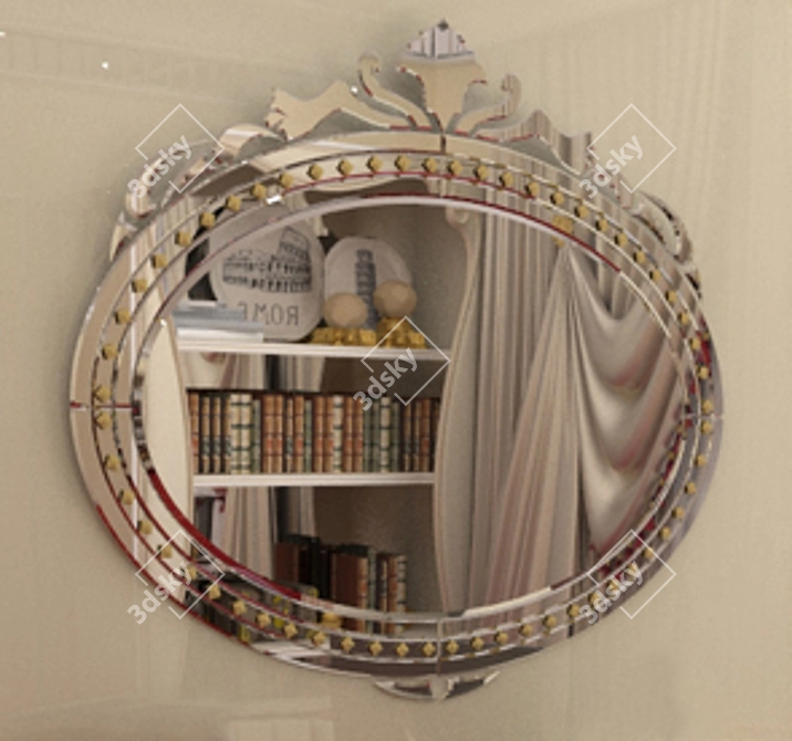 Elegant Oval Venetian Mirror 3D model image 1