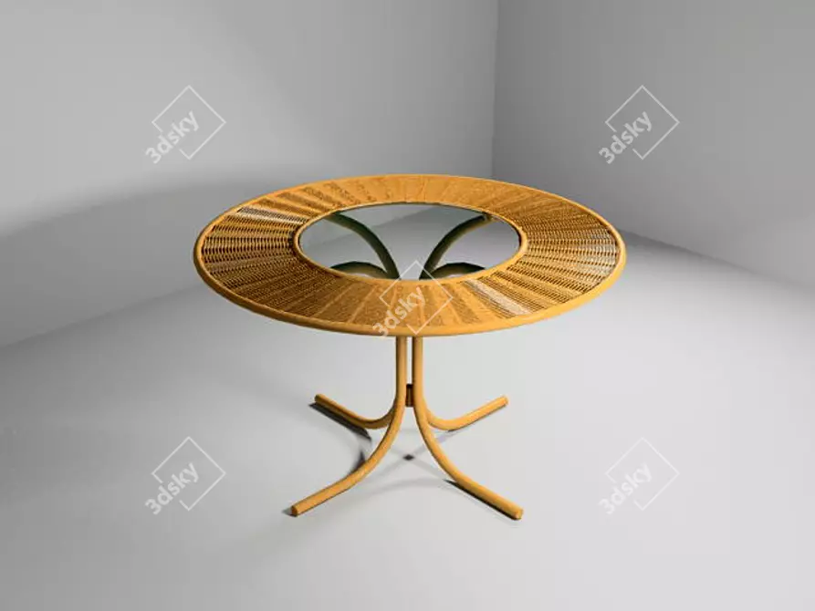 Title: Rattan-Style Splined Table 3D model image 1