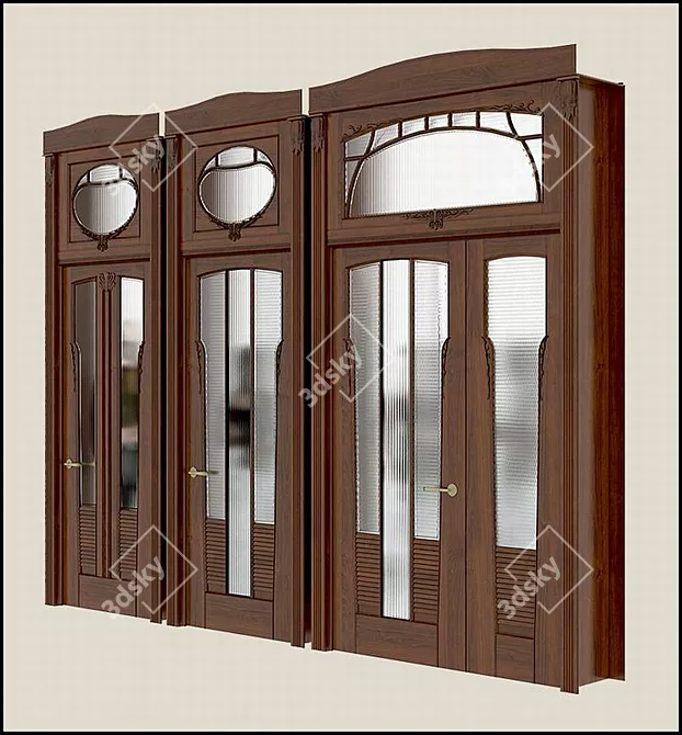 Title: Art Nouveau-Inspired DIY Door 3D model image 1