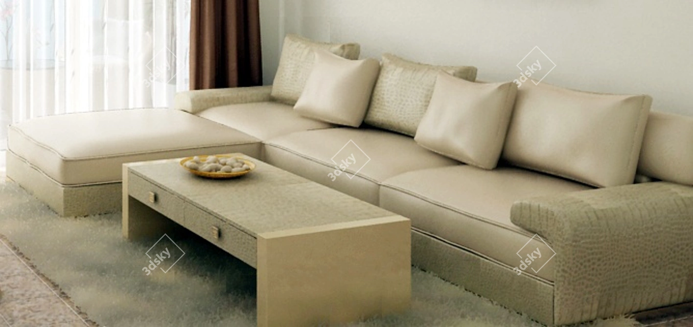 Elegant L-Shaped Sofa: Shamuzi Casa Collection 3D model image 1