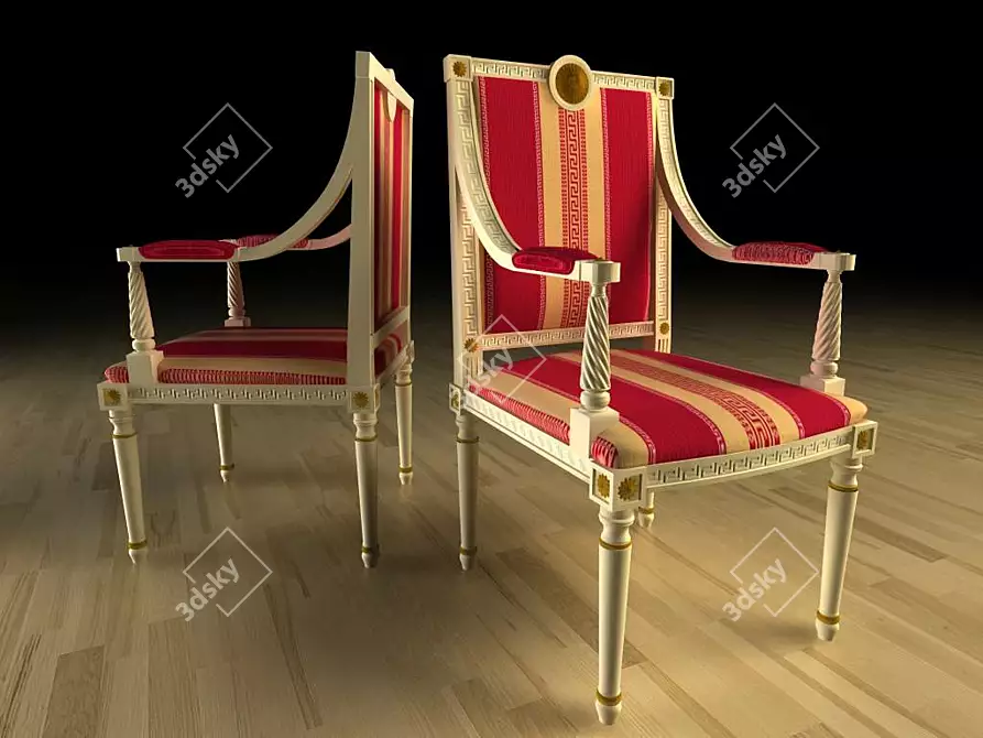 Elegant Empire-Style Chair 3D model image 1