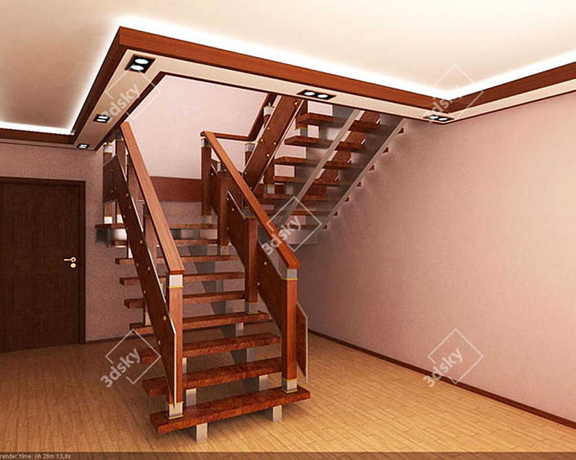 Dual-Level Home Ladder Set 3D model image 1