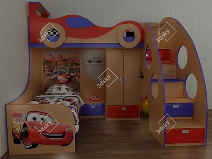 "Cars" 2-Level Children's Bed 3D model image 1