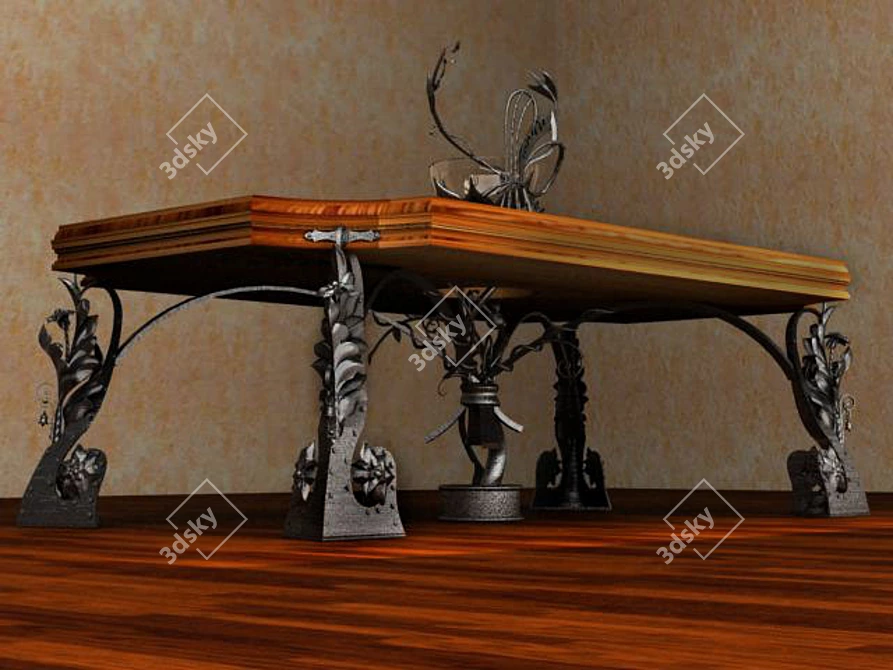 Exquisite "Profi" Forged Table + Textures 3D model image 1