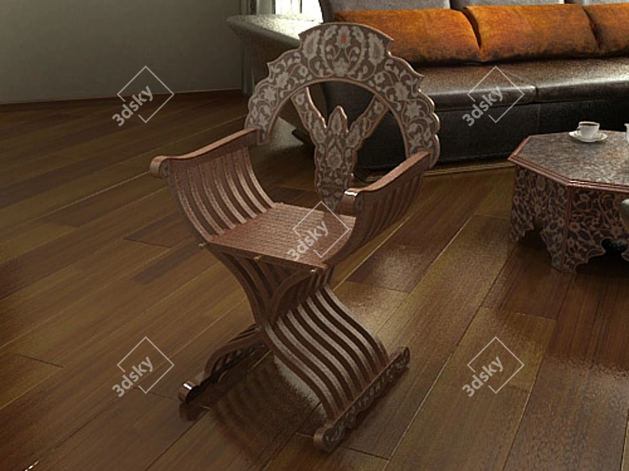 Elegant Venetian Chair 3D model image 1