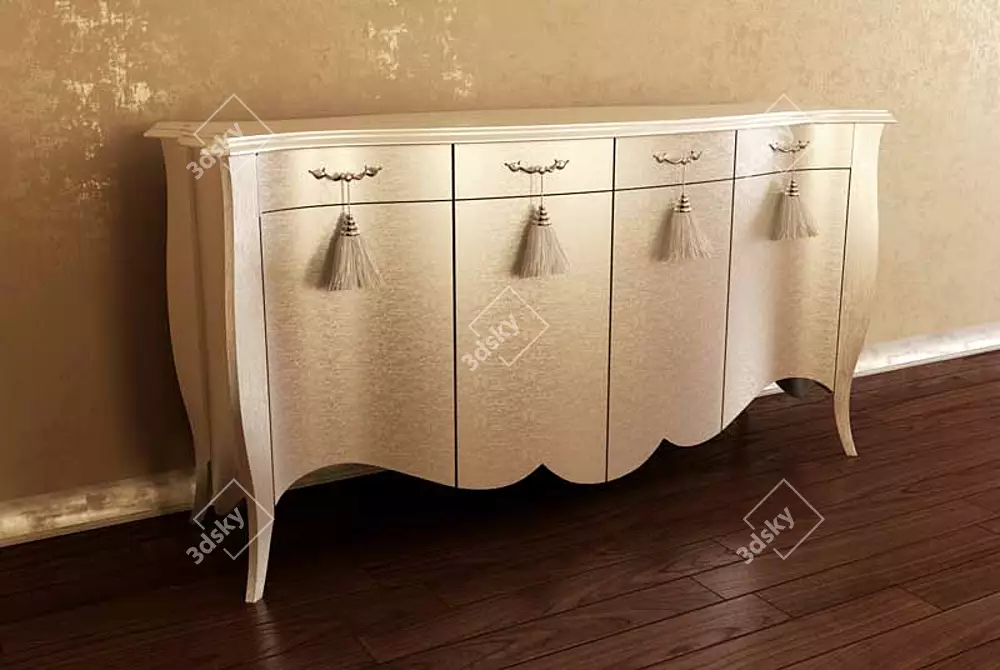 Elegant Silver Leaf Commode 3D model image 1