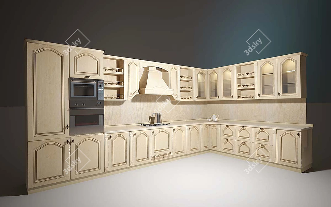Classic Kitchen: Maria's Textured Delight 3D model image 1