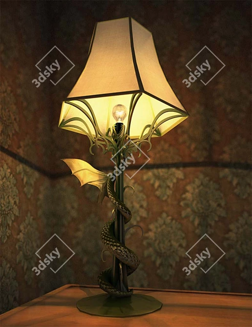 Gothic Snake Table Lamp 3D model image 1