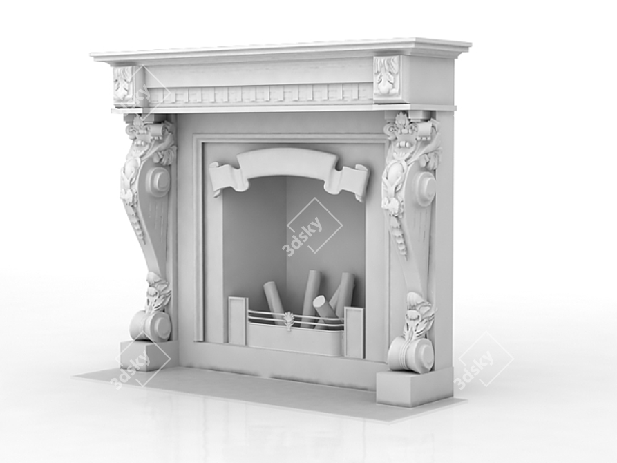 Sleek Modern Fireplace 3D model image 1