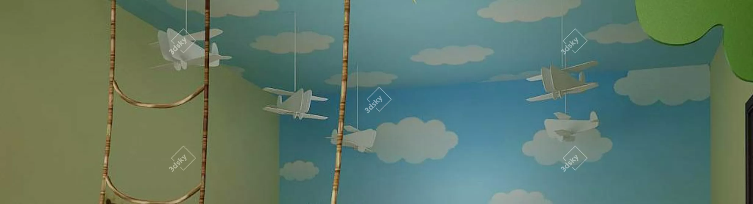 SkyBound: Ceiling Plane for Kids 3D model image 1