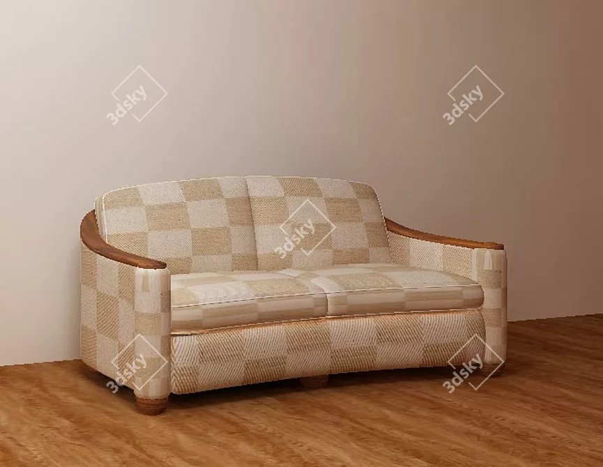 Modern Velvet Sofa 3D model image 1