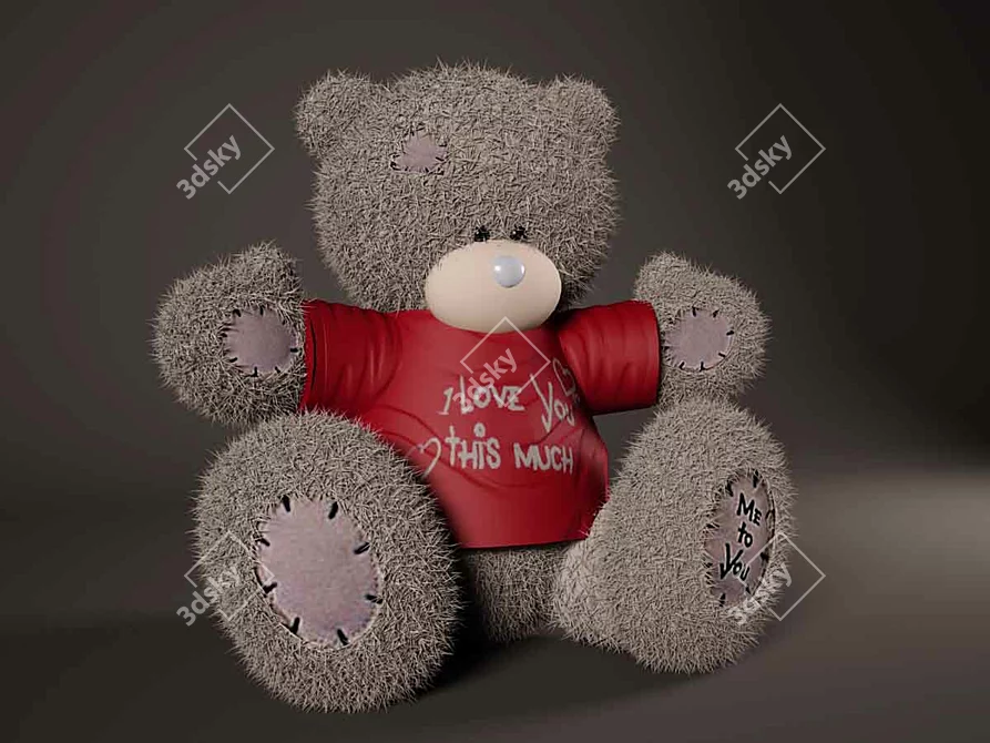 Adorable Plush Teddy Bear 3D model image 1