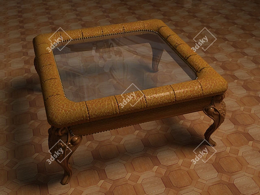 Elegant Leather Geometric Coffee Table 3D model image 1