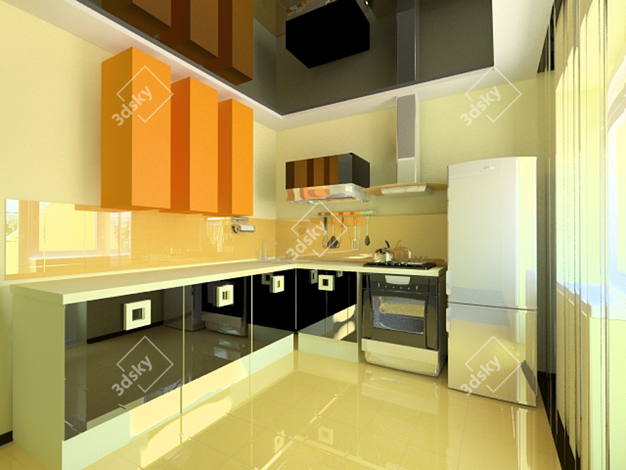 Modern Union Kitchen: Stylish & Functional 3D model image 1