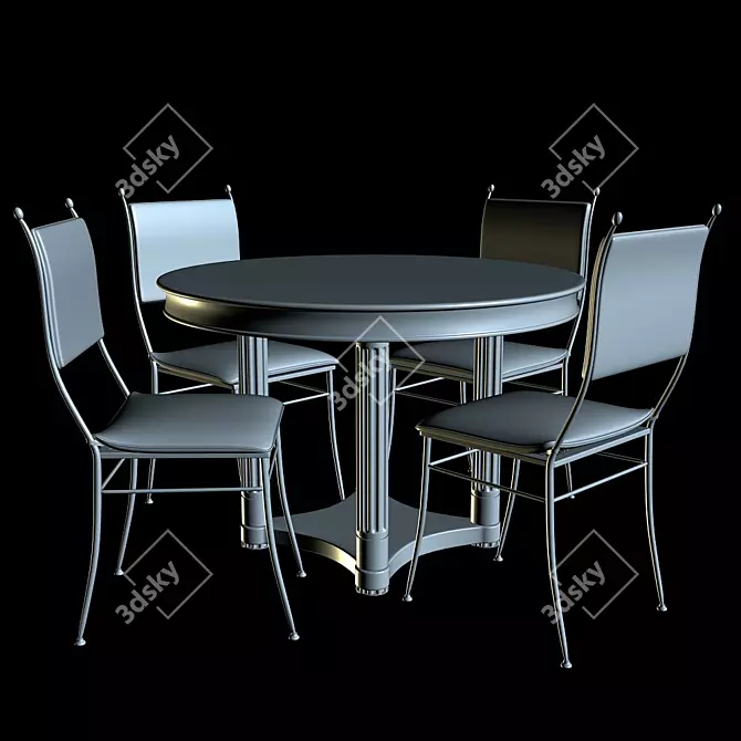 Elegant Dining Set: Kitchen Table & Chairs 3D model image 1