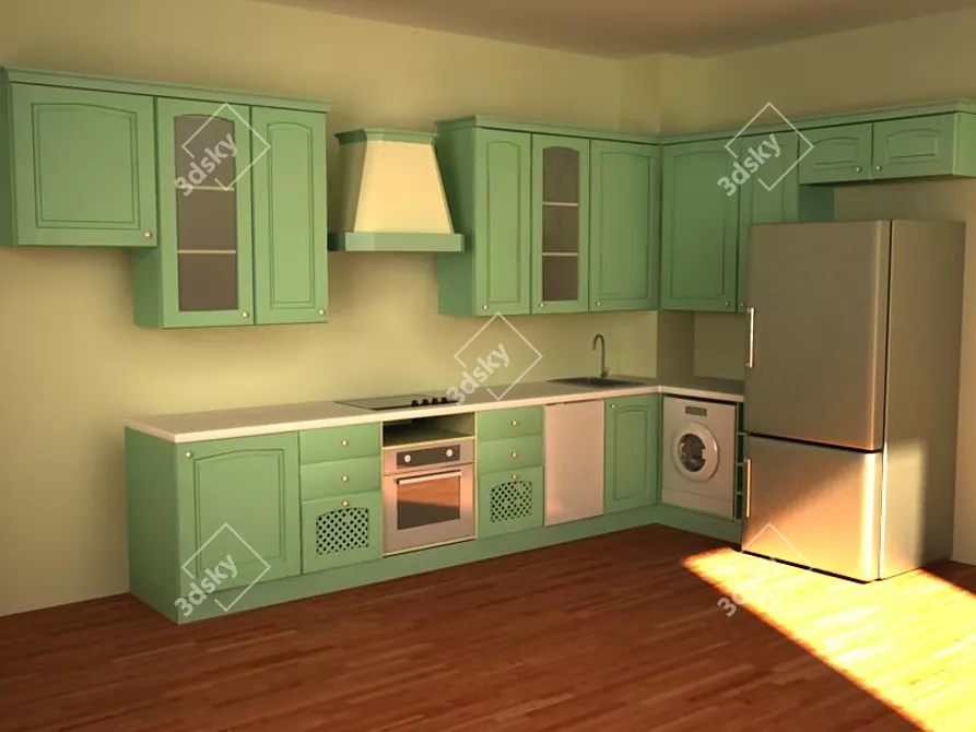 Textured Kitchen: Modern Elegance 3D model image 1