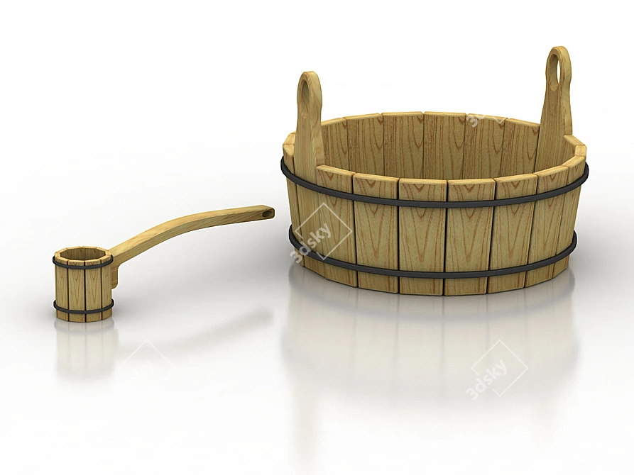 Bath Tub and Ladle Set 3D model image 1