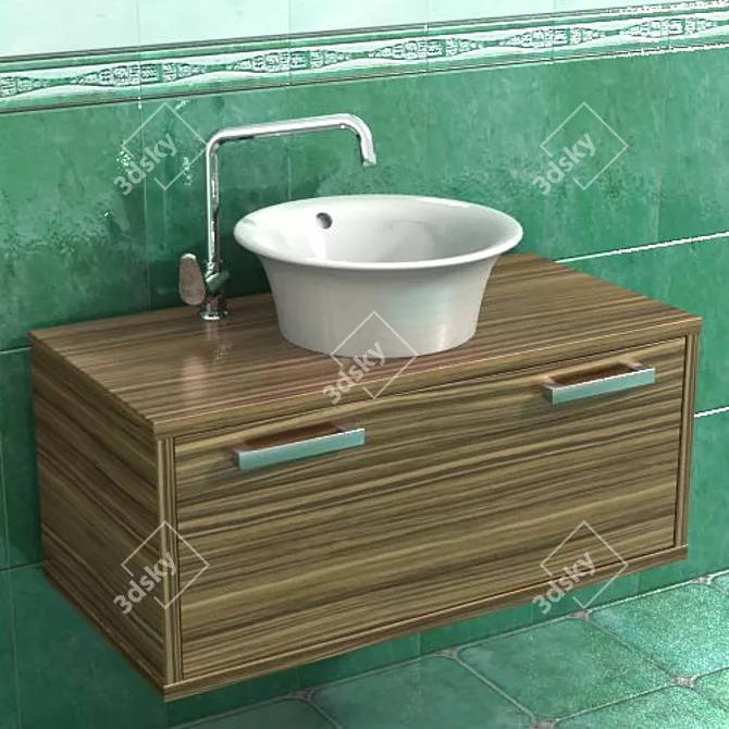 Linea Laver - Stylish Sink with Integrated Faucet 3D model image 1