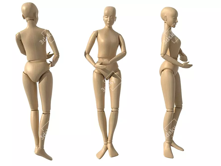 Versatile Wooden Mannequin: Perfect for Decoration & Advertising 3D model image 1