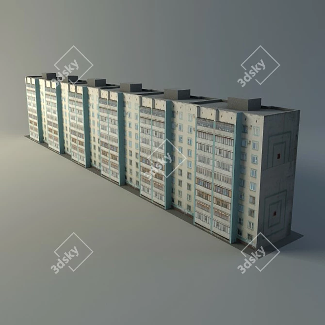 Block House-2: 3D Model with Textures 3D model image 1