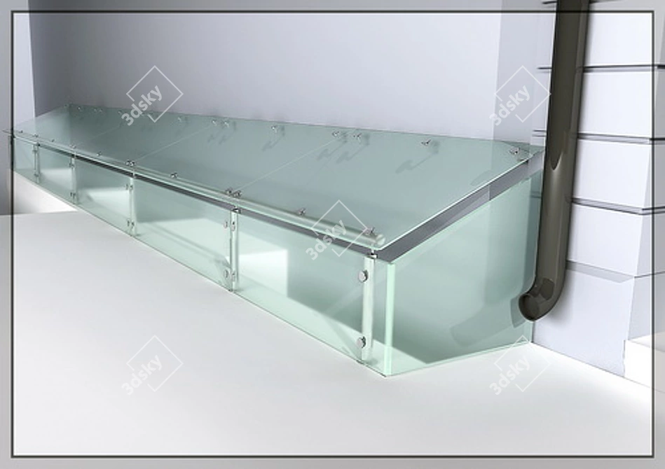 Stylish Glass Canopy: Protect and Beautify Your Courtyard 3D model image 1