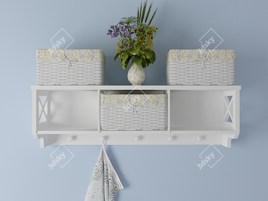 Versatile Storage Shelf with Baskets 3D model image 1