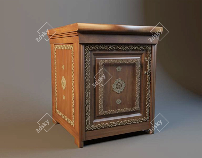 Indian-inspired Bedside Cabinet 3D model image 1
